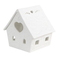 Clayre &amp; Eef   | Theelichthouder Kerst Huisje Wit 9x7x8 cm | 6CE1740