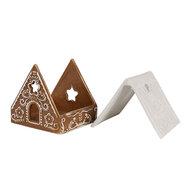 Clayre &amp; Eef   | Theelichthouder Kerst Huisje Bruin Wit 8x8x8 cm | 6CE1744