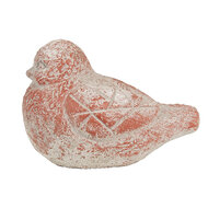 Clayre &amp; Eef   | Decoratie beeld Vogel Grijs Rood 14x9x10 cm | 6TE0550