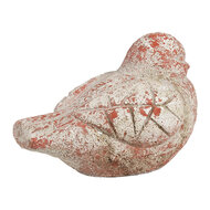 Clayre &amp; Eef   | Decoratie beeld Vogel Grijs Rood 14x9x10 cm | 6TE0550