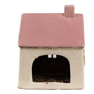 Clayre &amp; Eef   | Theelichthouder Kerst Huisje Beige Roze 13x10x16 cm | 6CE1900