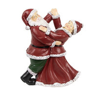 Clayre &amp; Eef   | Kerstdecoratie Beeld Dansende kerstman en kerstvrouw Rood, Wit 12x8x15 cm | 6PR3912GG