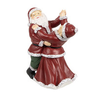 Clayre &amp; Eef   | Kerstdecoratie Beeld Dansende kerstman en kerstvrouw Rood, Wit 12x8x15 cm | 6PR3912GG