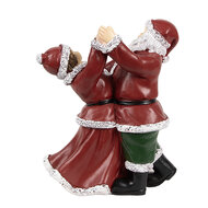 Clayre &amp; Eef   | Kerstdecoratie Beeld Dansende kerstman en kerstvrouw Rood, Wit 12x8x15 cm | 6PR3912GG