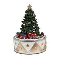 Clayre &amp; Eef   | Muziekdoos Kerstboom Groen Goudkleurig &oslash; 11x15 cm | 6PR5099