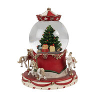 Clayre &amp; Eef   | Sneeuwbol met muziek Kerstboom Rood Groen &oslash; 14x19 cm / 3xAAA | 65766