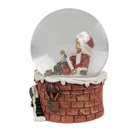 Clayre &amp; Eef   | Sneeuwbol met muziek Kerstman Rood Wit &oslash; 10x15 cm | 65769