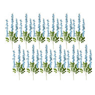 Clayre &amp; Eef   | Decoratie tak met bloemen (set 12) Blauw 30x12x110 cm | 6PL0318BL