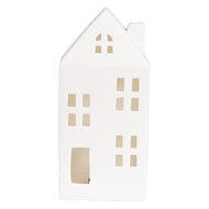 Clayre &amp; Eef   | Decoratie Huisje met LED Wit 7x6x15 cm | 6CE1792