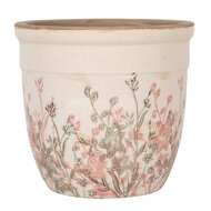 Clayre &amp; Eef   | Bloempot Binnen Beige Roze &oslash; 18x17 cm | 6CE1974L