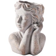 Dekoratief | Bloempot vrouw, goud/zwart, cement, 16x13x22cm | A250009