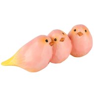 Dekoratief | Trio vogeltjes, roze/geel, resina, 13x7x5cm | A250064