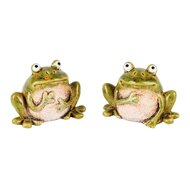 Dekoratief | Kikker &#039;Froggy&#039; zittend, keramiek, 7x4x5cm, set van 2 stuks | A250172