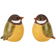 Dekoratief | Vogeltje zittend, zwart/geel, keramiek, 7x6x8cm, set van 2 stuks | A250188