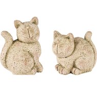 Dekoratief | Deco poes zittend, grijs, cement, 11x9x13cm, set van 2 stuks | A250202