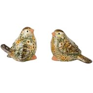 Dekoratief | Vogeltje zittend, naturel, keramiek, 9x5x7cm, set van 2 stuks | A250228