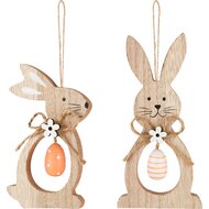 Dekoratief | Hanger bunny m/eitje, hout, 12x6x1cm, set van 2 stuks | A250284