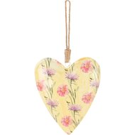 Dekoratief | Hanger hart m/bloemen, wit/roze/paars, metaal, 11x10x2cm | A250295