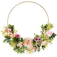 Dekoratief | Ring m/bloemen, roze/lila, metaal/pvc, 36x36x7cm | A250348