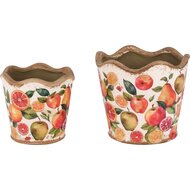 Dekoratief | Set 2 Bloempots &#039;Fruit Fest&#039;, keramiek, 16x16x15cm | A250353