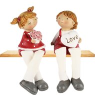 Dekoratief | Kindje m/hangbeentjes &#039;Love&#039;, rood/wit, resina, 6x6x18cm, set van 2 stuks | A250413