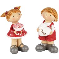 Dekoratief | Kindje staand &#039;Love&#039;, rood/wit, resina, 7x6x14cm, set van 2 stuks | A250414