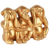 Dekoratief | Trio aapjes horen/zien/zwijgen, goud, resina, 9x5x6cm | A250486