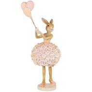 Dekoratief | Bunny staand m/hartjesballon, roze, resina, 11x7x21cm | A250507