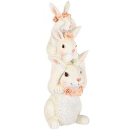 Dekoratief | Trio bunny&#039;s horen/zien/zwijgen, wit/roze, resina, 8x7x17cm | A250520