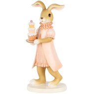 Dekoratief | Bunny staand m/cupcakes, roze, resina, 10x7x22cm | A250521