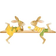 Dekoratief | Bunny liggend, groen/geel, resina, 10x4x12cm, set van 2 stuks | A250530