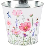 Dekoratief | Bloempot rond &#039;Popping Flowers&#039;, metaal, 15x15x14cm | A250606