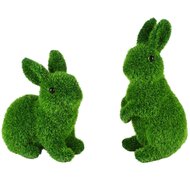 Dekoratief | Bunny gras, groen, resina, 11x7x12cm, set van 2 stuks | A250700