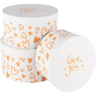 Dekoratief | Set 3 dozen rond &#039;Love You&#039;, karton, 21x21x11cm | A250777