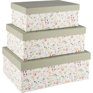 Dekoratief | Set 3 dozen rechthoek &#039;Field of Flowers&#039;, karton, 26x18x10cm | A250779