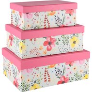 Dekoratief | Set 3 dozen rechthoek &#039;Flowers Opulence&#039;, karton, 26x18x10cm | A250781