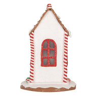 Clayre &amp; Eef   | Decoratie Huis met LED Rood Wit 14x14x22 cm / 3xAAA | 66040