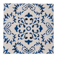 Clayre &amp; Eef   | Pannenonderzetter Wit Blauw 15x15x1 cm | 6CE2053