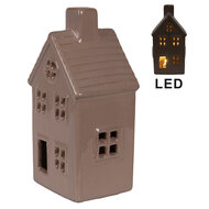 Clayre &amp; Eef   | Decoratie Huisje met LED Bruin 8x6x15 cm | 6CE2118