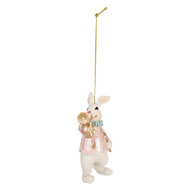 Clayre &amp; Eef   | Decoratie Hanger Konijn Wit Roze 5x3x8 cm | 6PR5713