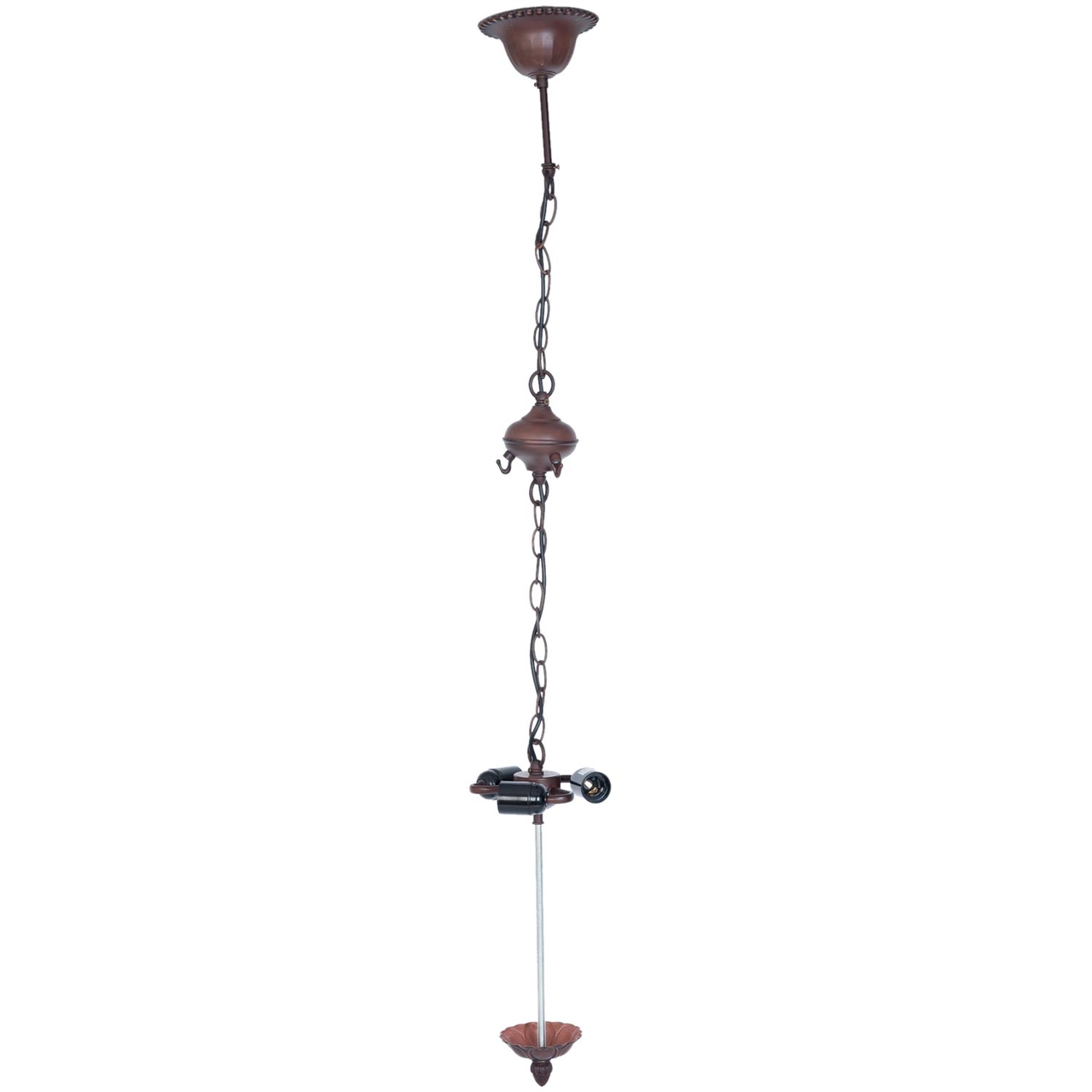 Clayre & Eef   | Snoerpendel Ketting Tiffany Bruin 16x16x95 cm E27/max 3x60W | 5LL-8844