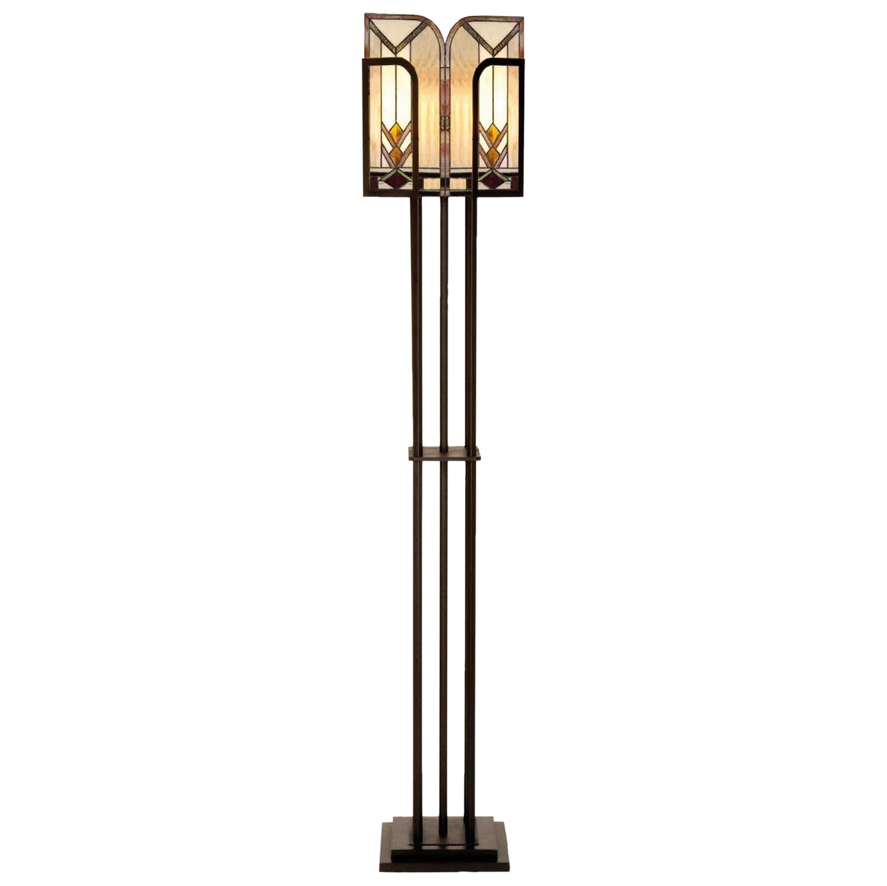 Clayre & Eef   | Tiffany Vloerlamp Beige, Bruin 35x28x182 cm E27/max 1x60W | 5LL-5565