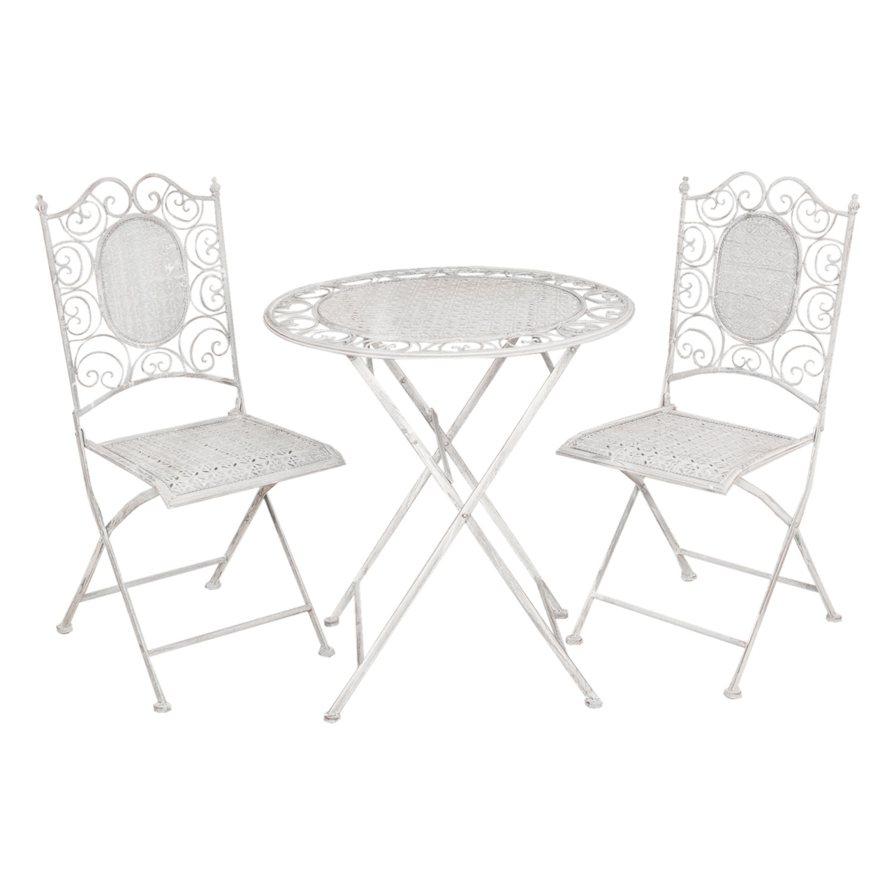 Clayre & Eef   | Bistroset Bistrotafel Bistrostoel 3-delig Grijs ø 70x75 / 41x48x95 cm (2) | 5Y0128