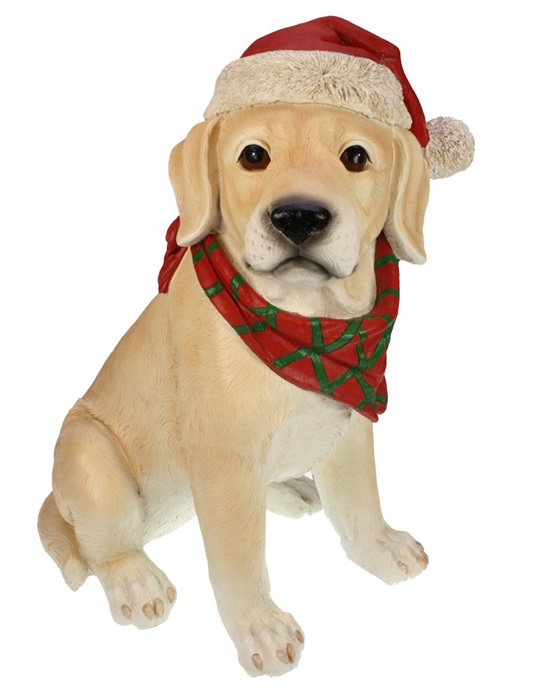 Labrador beeld met kerstmuts 32x25x41 cm | Meander