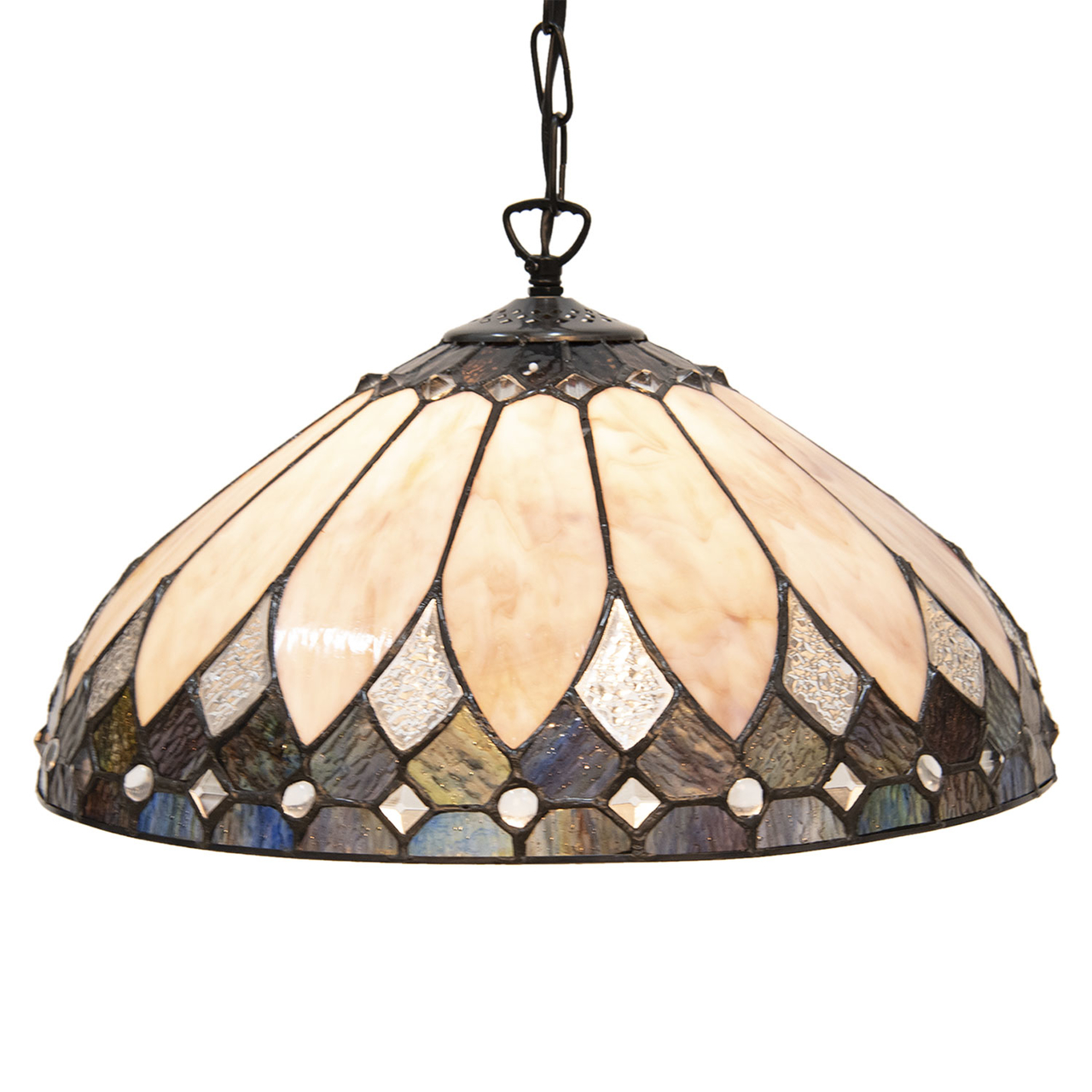 Clayre & Eef   | Hanglamp Tiffany Beige, Bruin ø 40x95 cm E27/max 1x60W | 5LL-5986