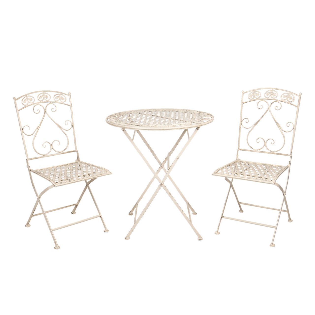 Bistroset tafel + 2 stoelen ø 70*76 cm / 39*48*91 cm (2) Wit | 5Y0696 | Clayre & Eef