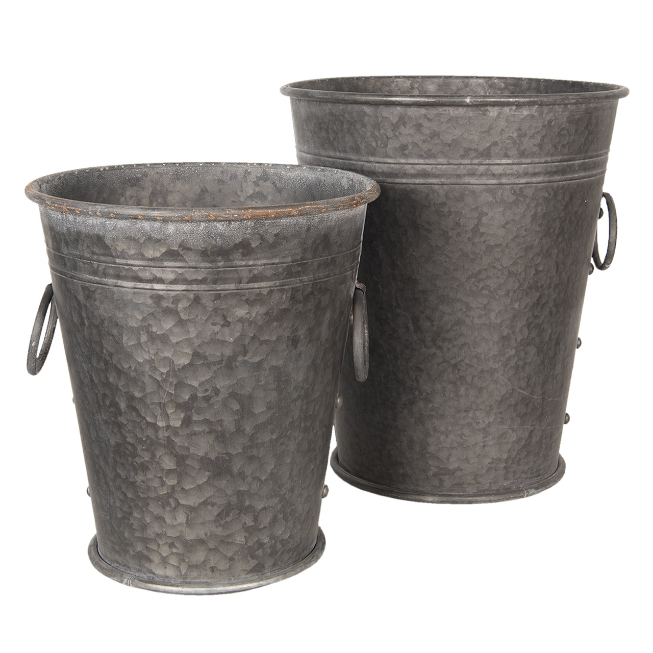 Decoratie emmer (2) ø 37*42 / 32*35 cm Grijs | 6Y3738 | Clayre & Eef