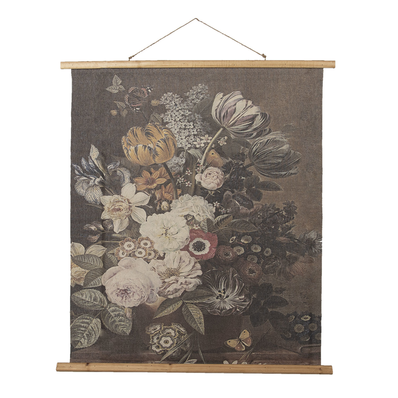 Wandkaart met bloemen 80*2*100 cm Meerkleurig | 5WK0031 | Clayre & Eef