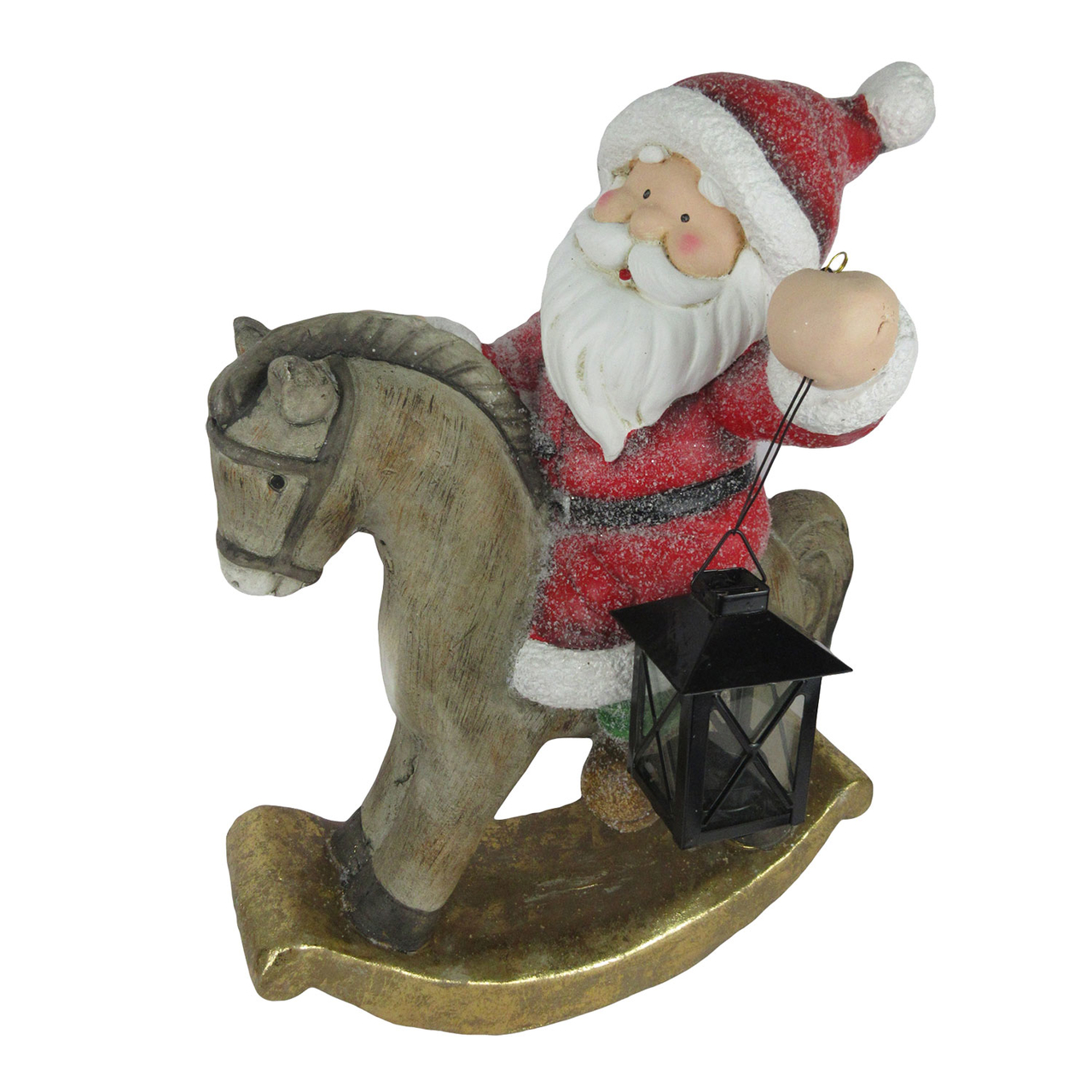 Decoratie kerstman op hobbelpaard 35*25*46 cm Meerkleurig | 6CE1132 | Clayre & Eef