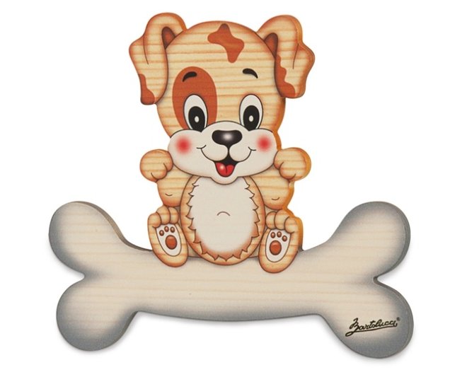 Houten magneetbord Hond op een bot 15,5 x 14 cm | Bartolucci